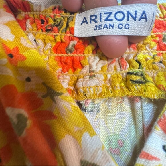 Arizona Jean Co. Womens Floral Midi Maxi Sundress XXL Yellow Asymmetrical Summer - Picture 3 of 16